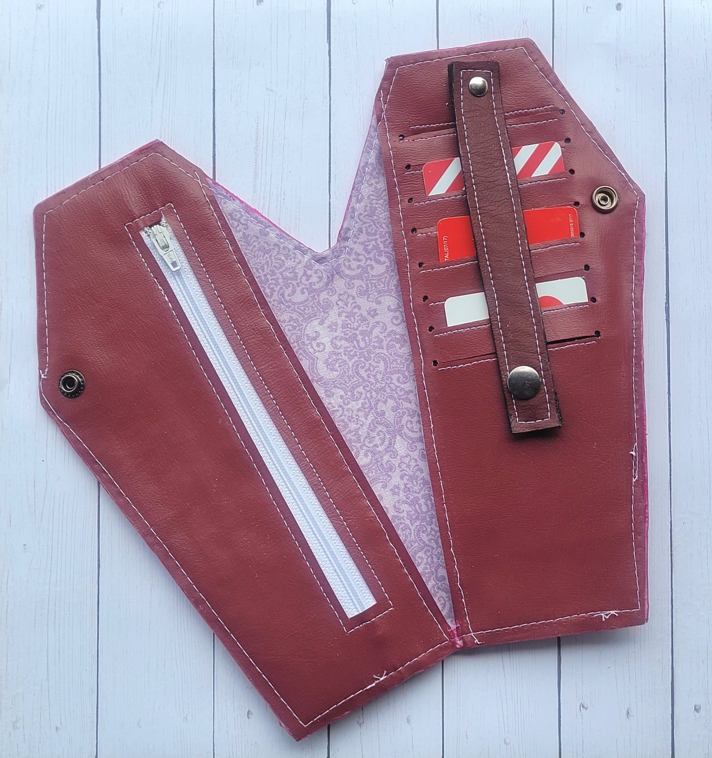 Coffin Shaped Wallet-Purple and Orange with Skulls