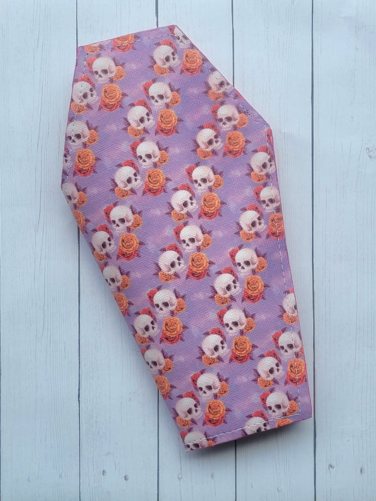Coffin Shaped Wallet-Purple and Orange with Skulls